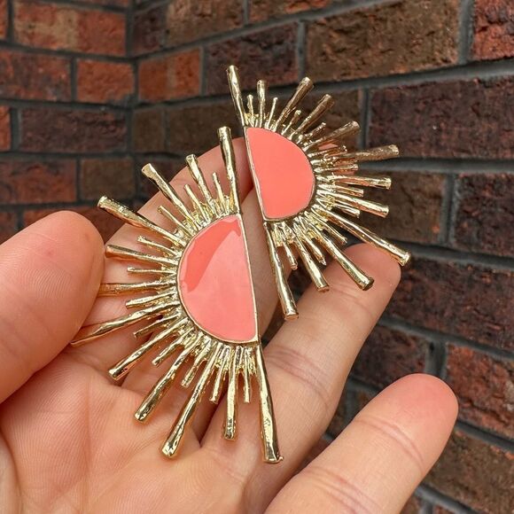 Zara Sun Radiant Gold Statement Stud Earrings - Picture 3 of 6